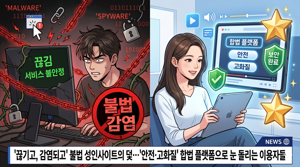 "끊기고, 감염되고" 불법 성인사이트의 덫…'안전·고화질' 합법 플랫폼으로 눈 돌리는 이용자들