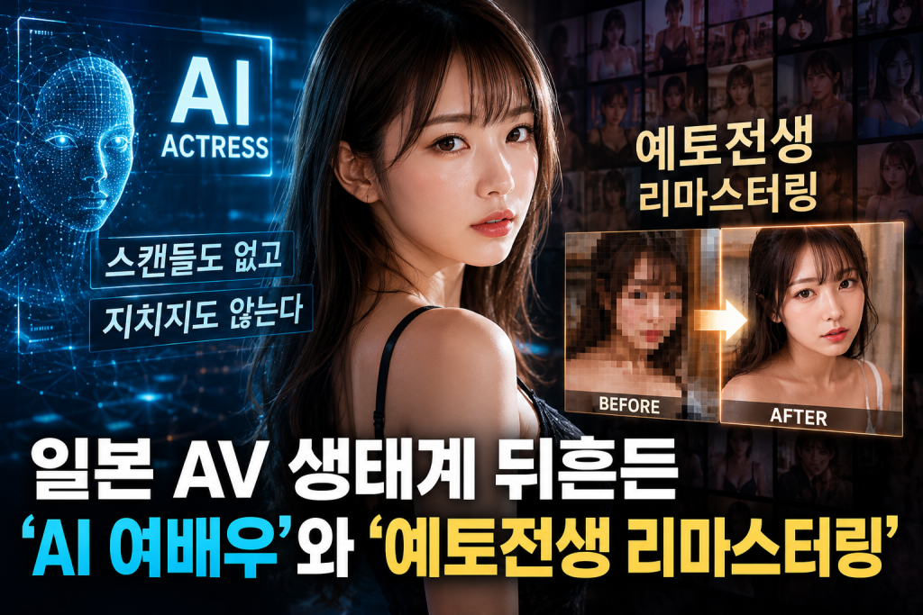  “스캔들도 없고 지치지도 않는다”… 일본 AV 생태계 뒤흔든 ‘AI 여배우’와 ‘예토전생 리마스터링’